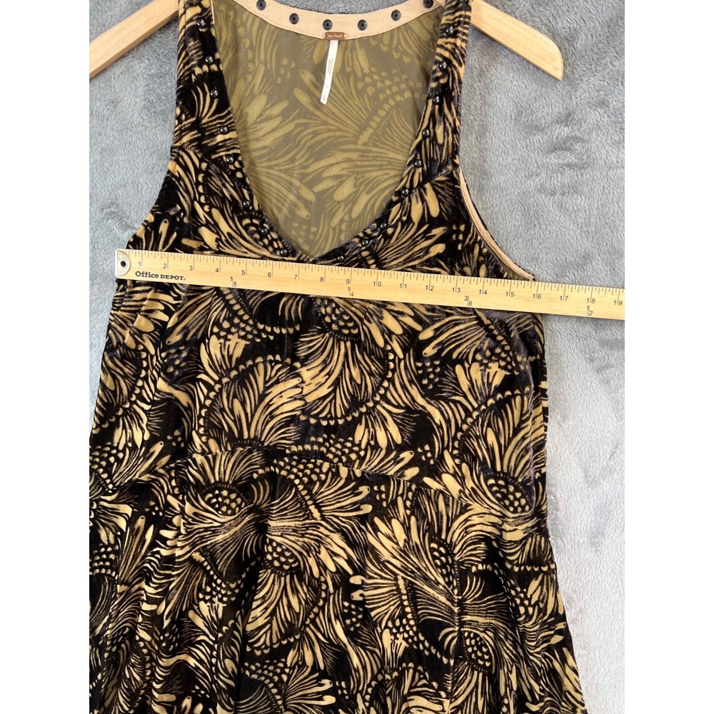 Free People Ellie Burnout Velvet Mini Dress Small Black Brown Boho - Picture 4 of 11